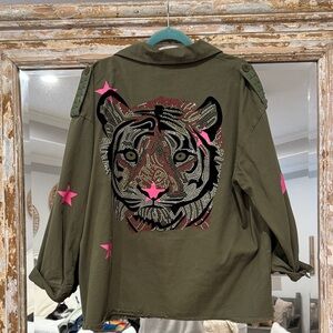 Blue velvet tiger jacket